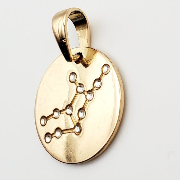 Virgo Zodiac Sign Pendant  Astrological Gold Tone Small CZ Stones Sun Moon Stars - Picture 3 of 5